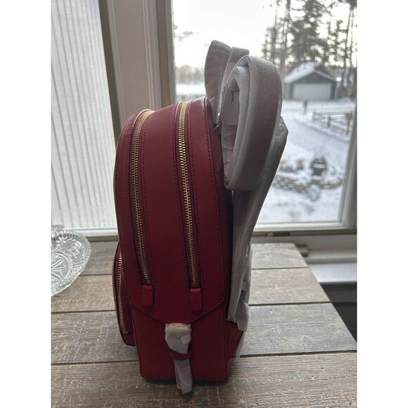 NWT Michael Kors Jaycee Medium Zip Pocket Backpack Leather Bright Red MSRP $498 - Picture 6 of 15